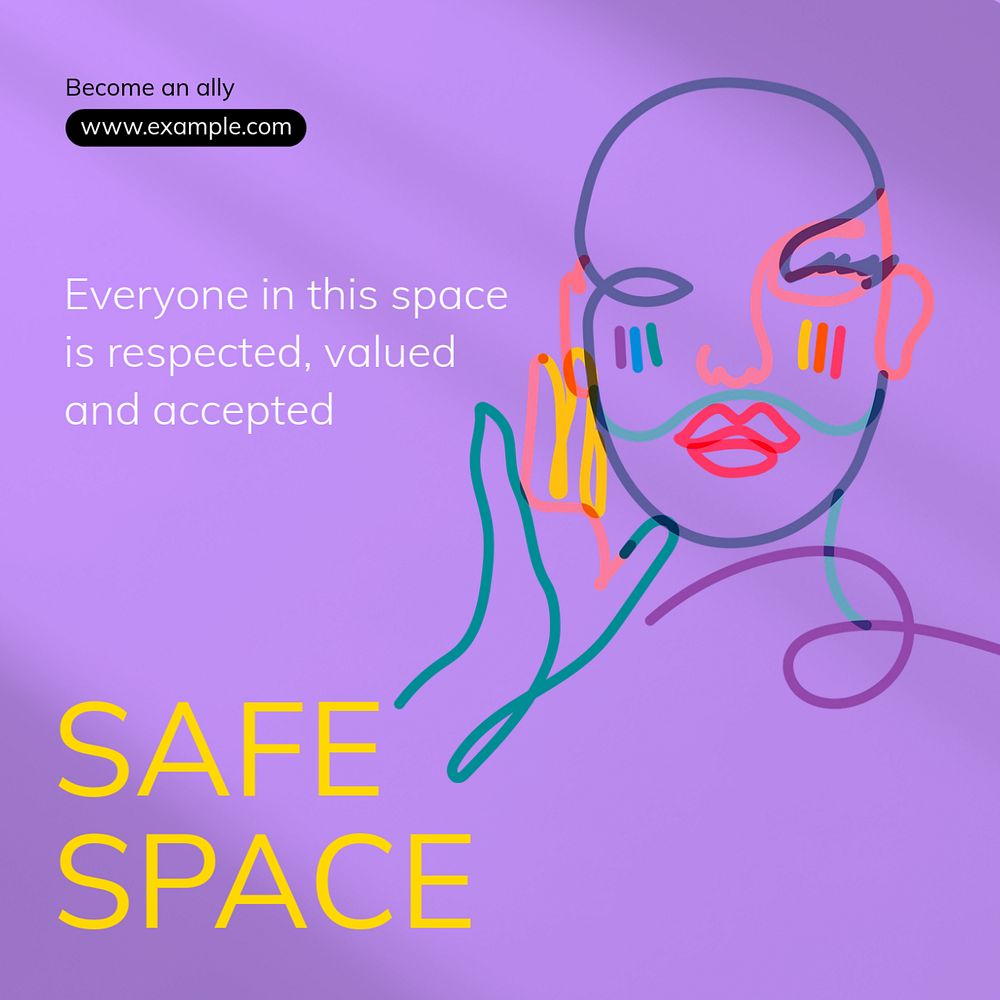 Safe space Instagram post template, editable text