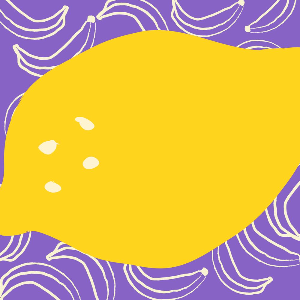 Lemon doodle background, cute fruit illustration, editable instagram post