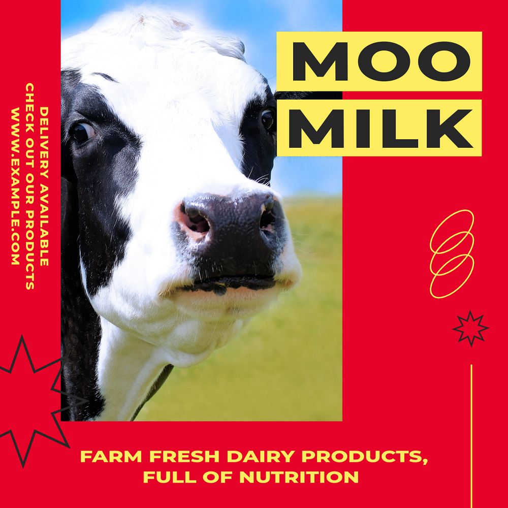 Cow milk Instagram post template, editable design