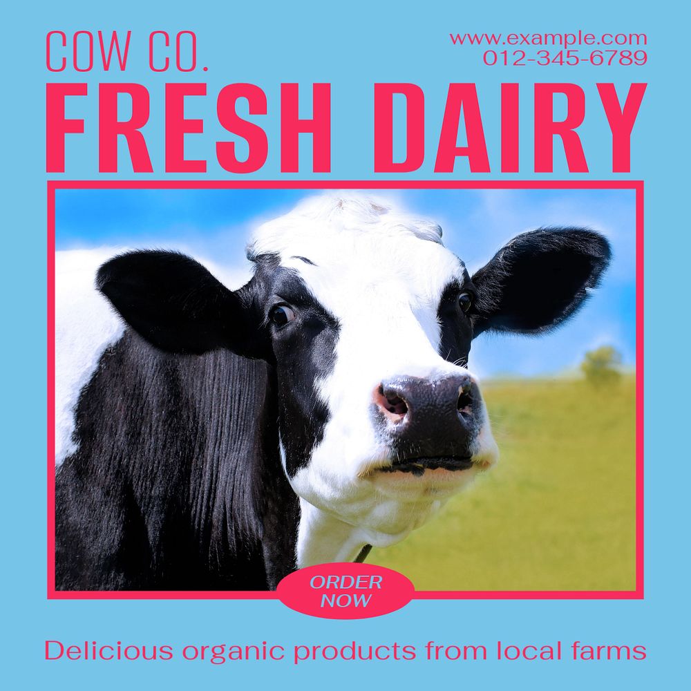 Fresh dairy products Instagram post template, editable design