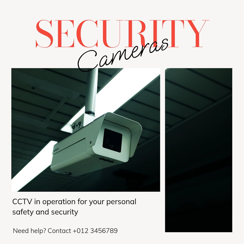 Security cameras Instagram post template, editable text