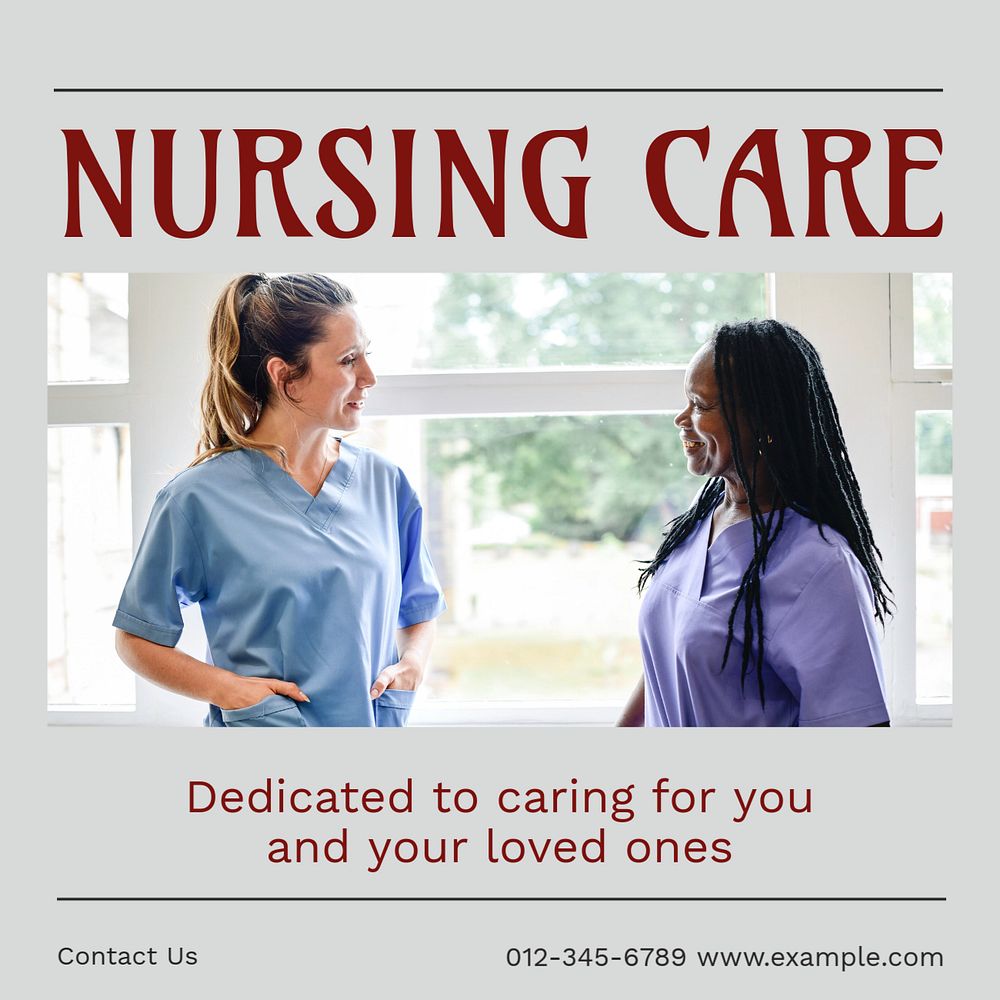 Nursing care Instagram post template, editable design