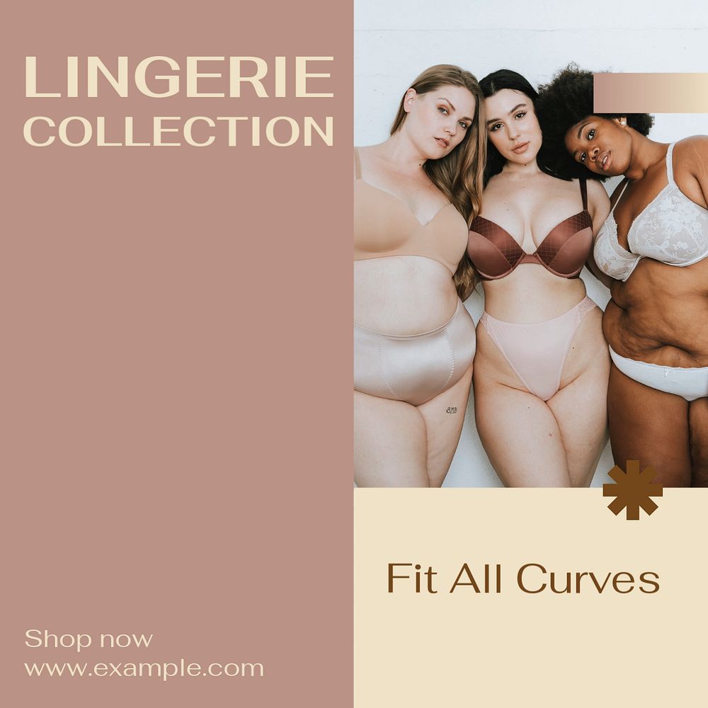 Lingerie collection Instagram post template, editable design