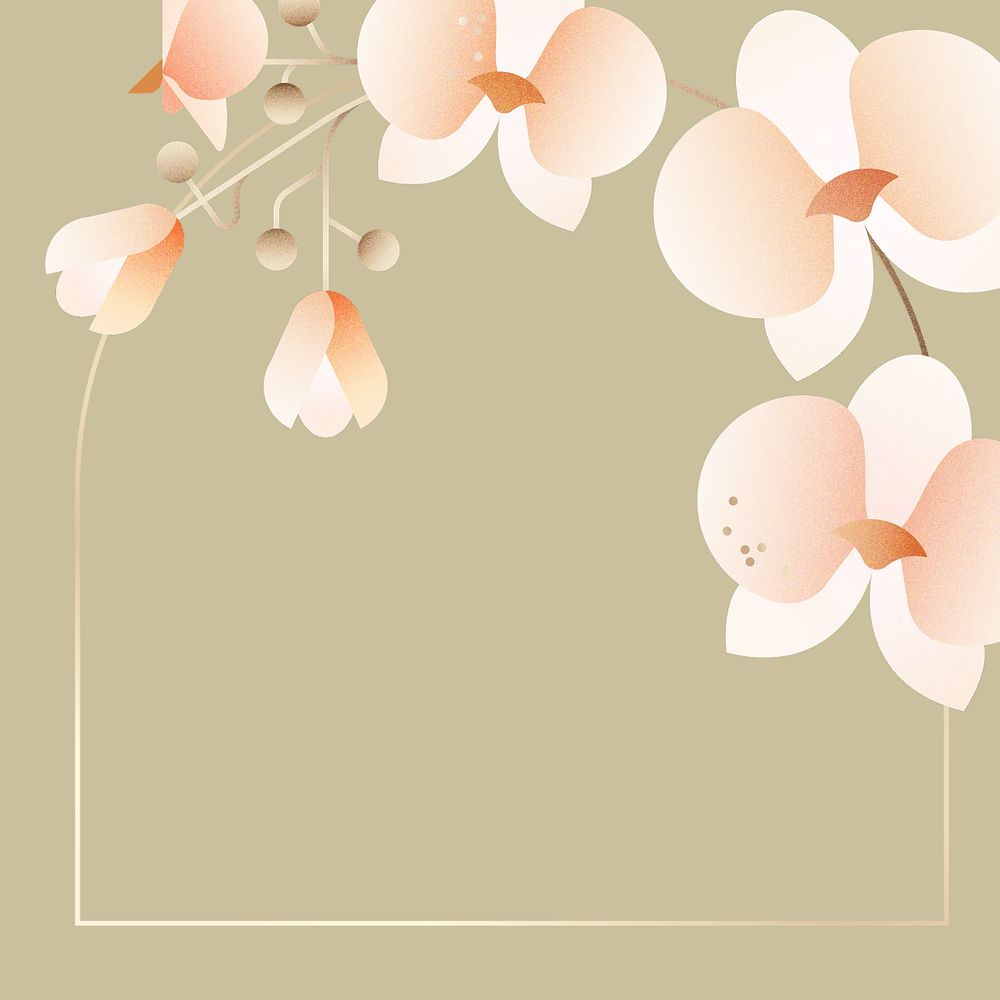 Beige orchid flower arch border frame, editable design