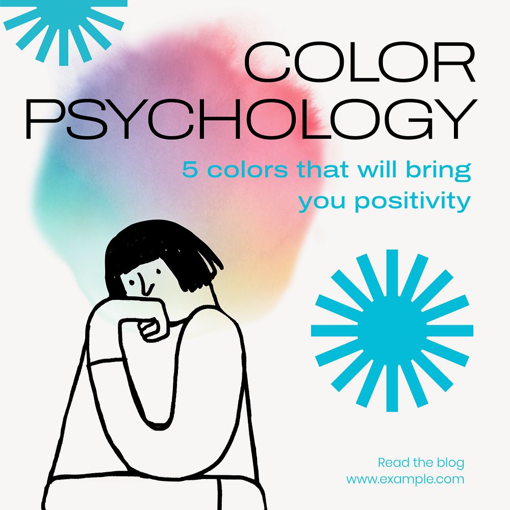 Color psychology Instagram post template, editable text