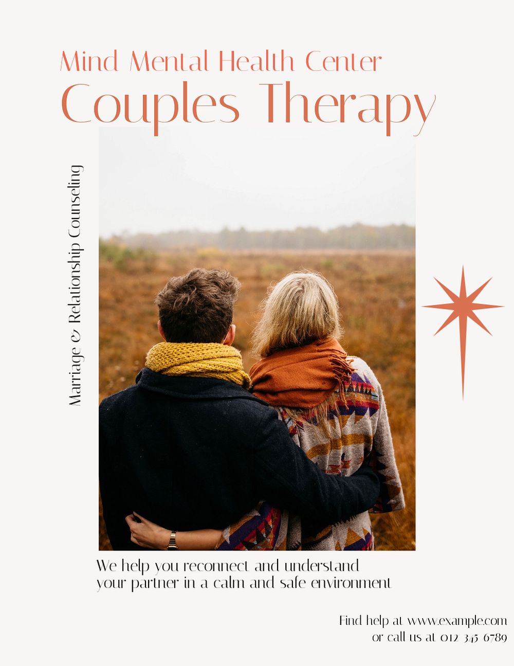 Couples therapy flyer template, editable text & design