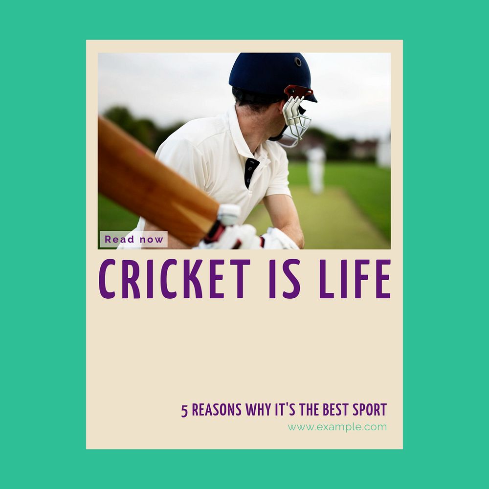 Cricket Instagram post template, editable design