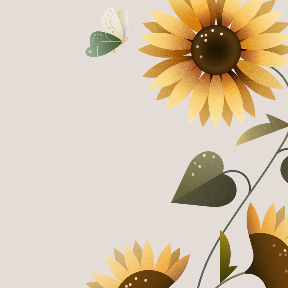 Beige flat sunflower design space, editable design