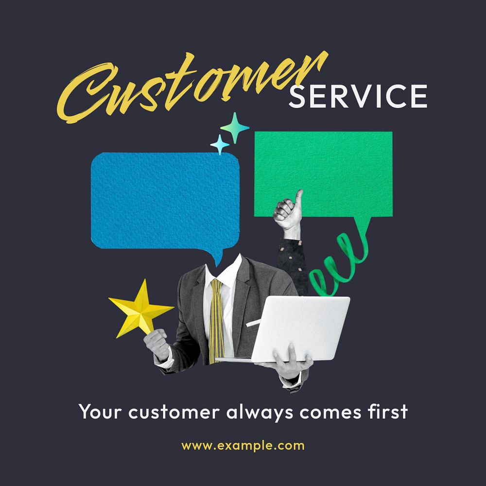 Customer service Instagram post template, editable text