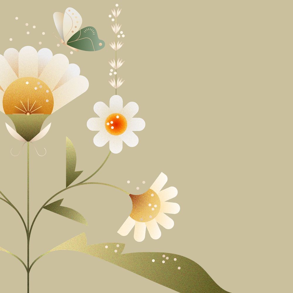 Beige flat daisy floral design space, editable design