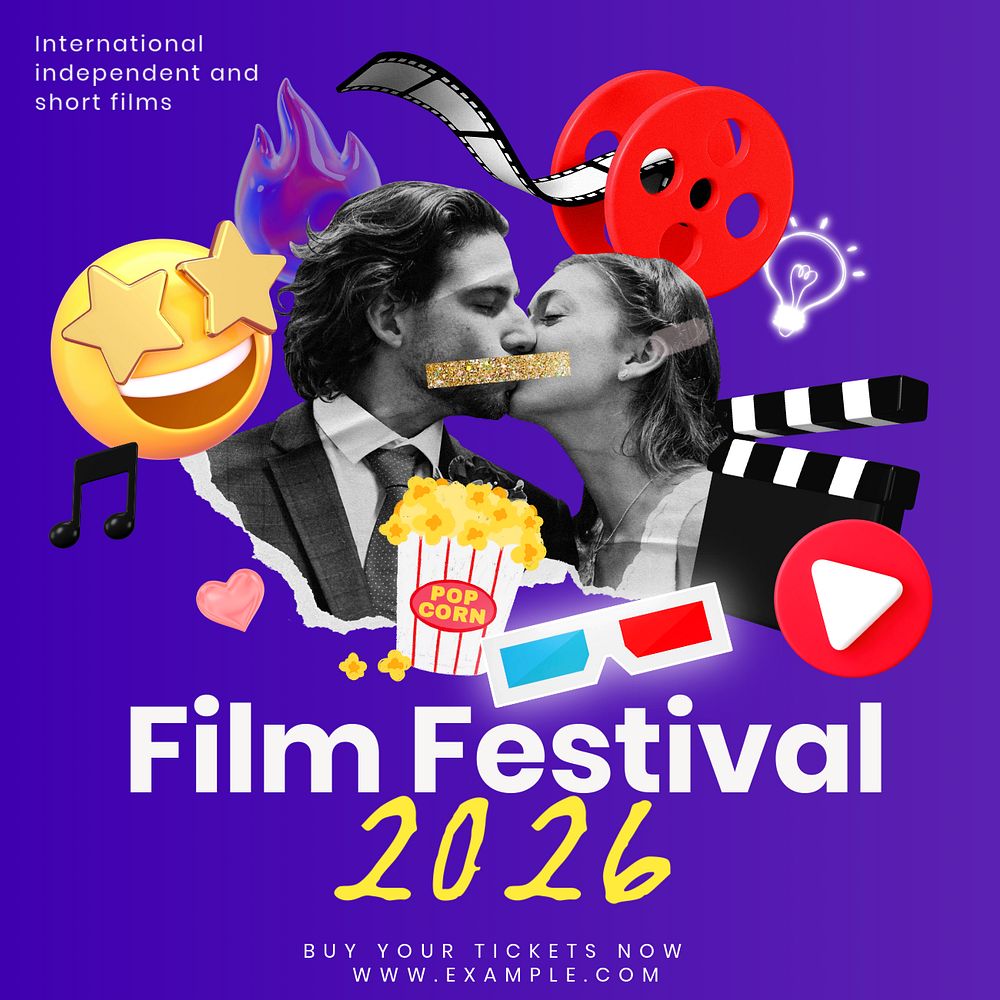 Film festival Facebook post template, editable design