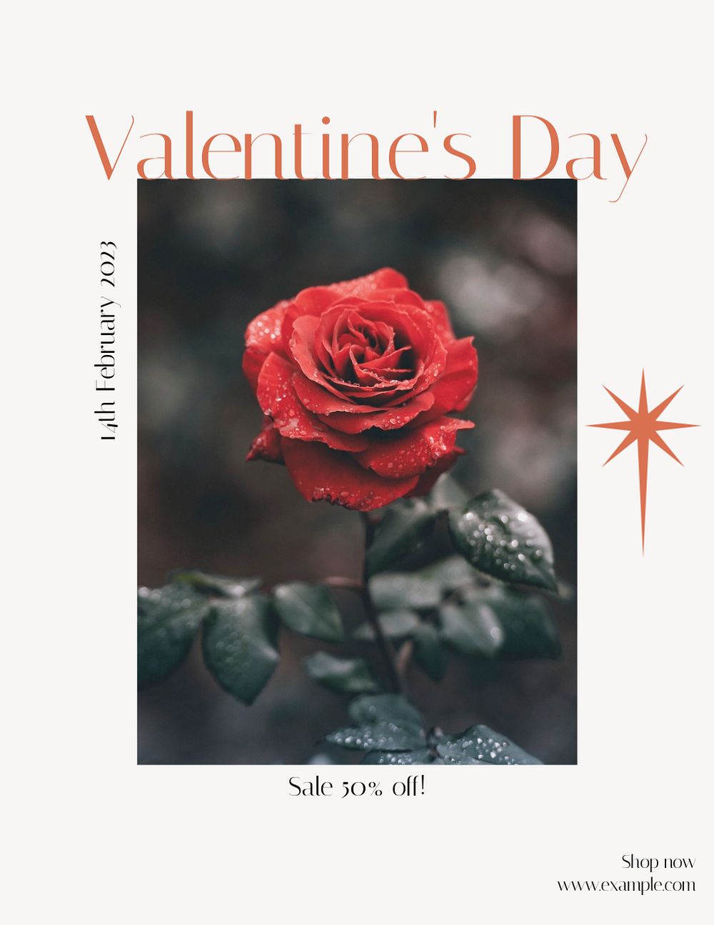 Valentine's day sale flyer template, editable text & design