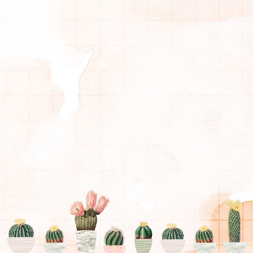 Cactus illustration border, editable background design