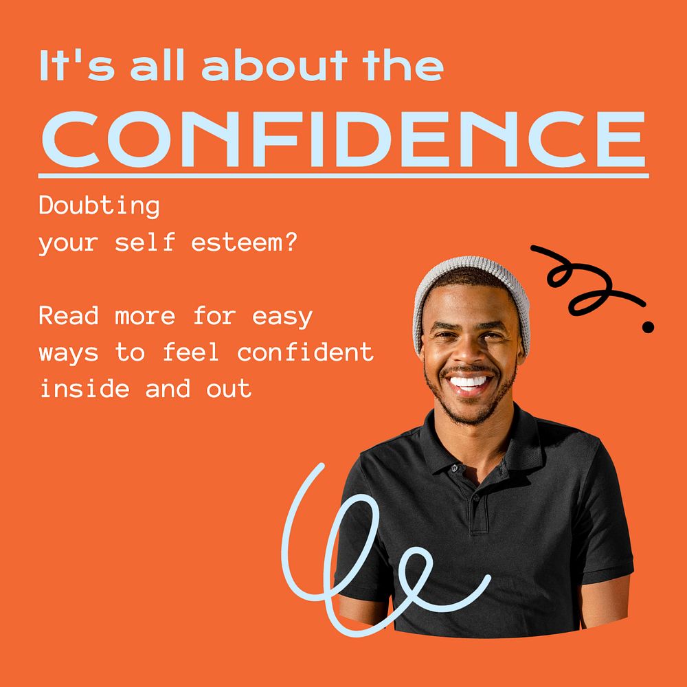 All about confidence Instagram post template, editable text