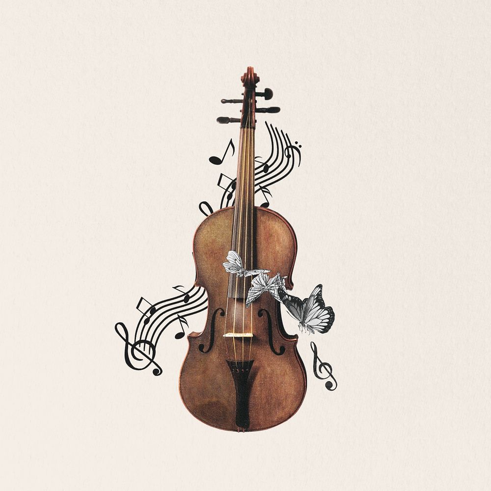 Violin, editable musical instrument. Remixed by rawpixel.