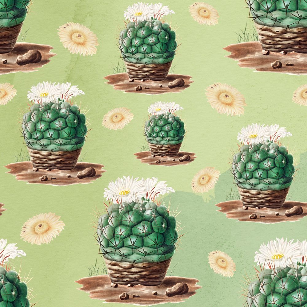 Cacti pattern illustration, editable botanical design