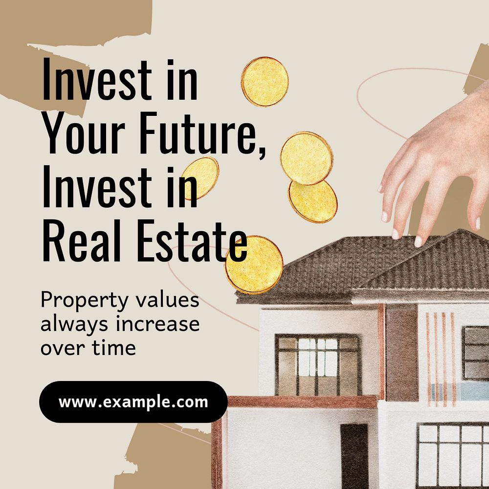 Real estate investment Instagram post template, editable text