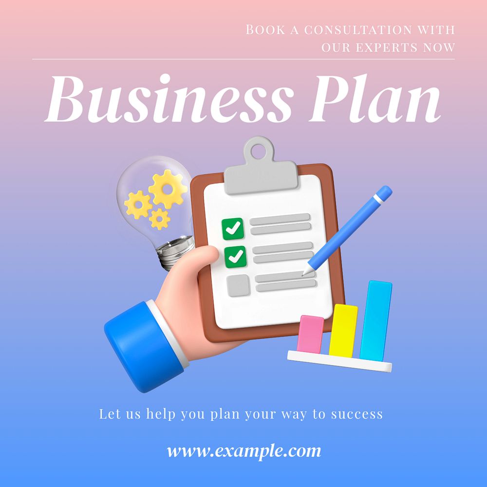 Business plan Instagram post template, editable text