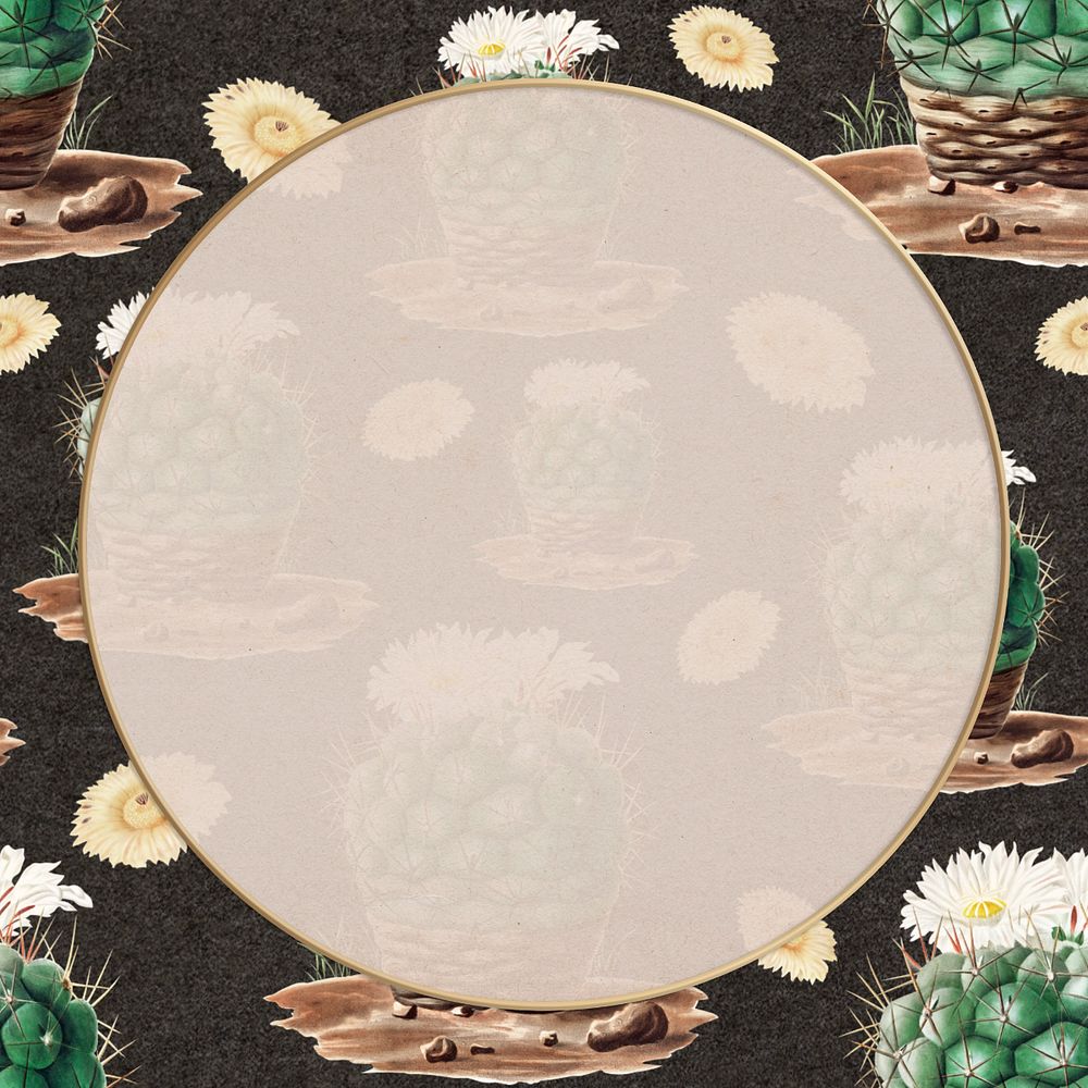 Aesthetic cactus border frame, editable botanical design