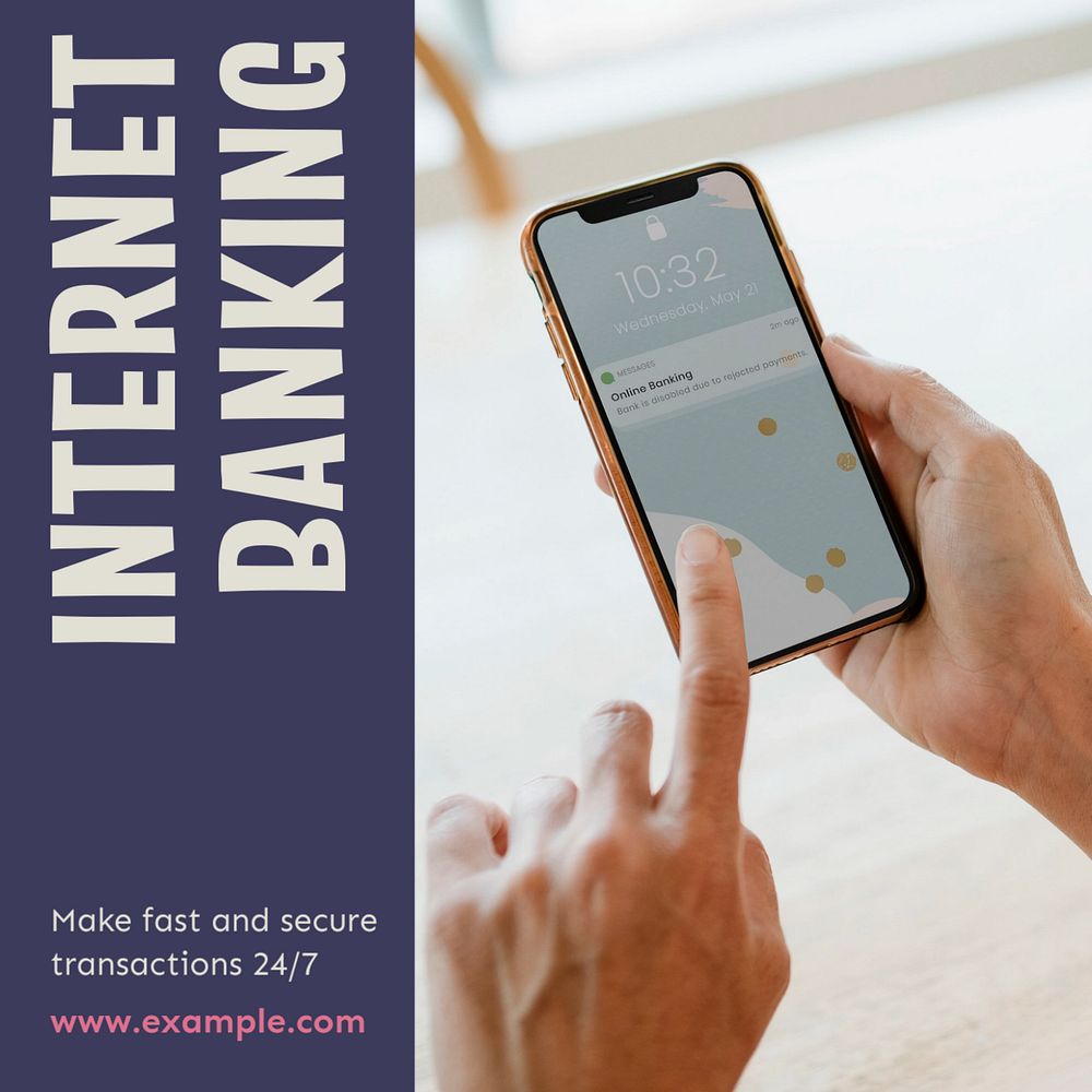 Internet banking money Instagram post template, editable text