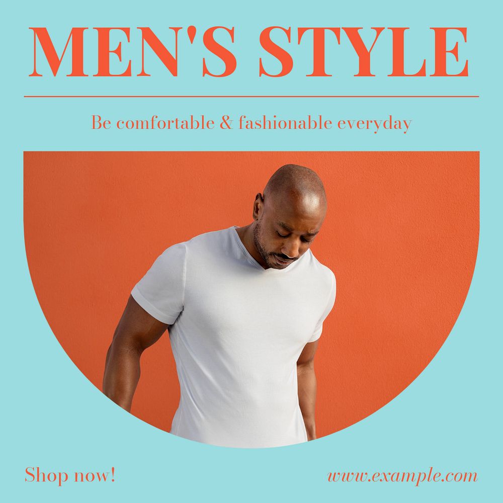 Men's style Instagram post template, editable text