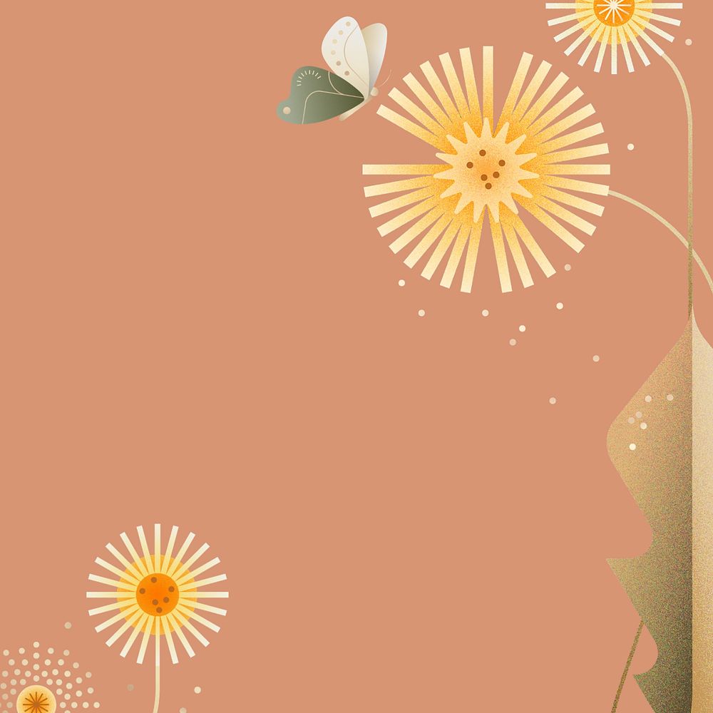 Flat dandelion floral design space, editable design