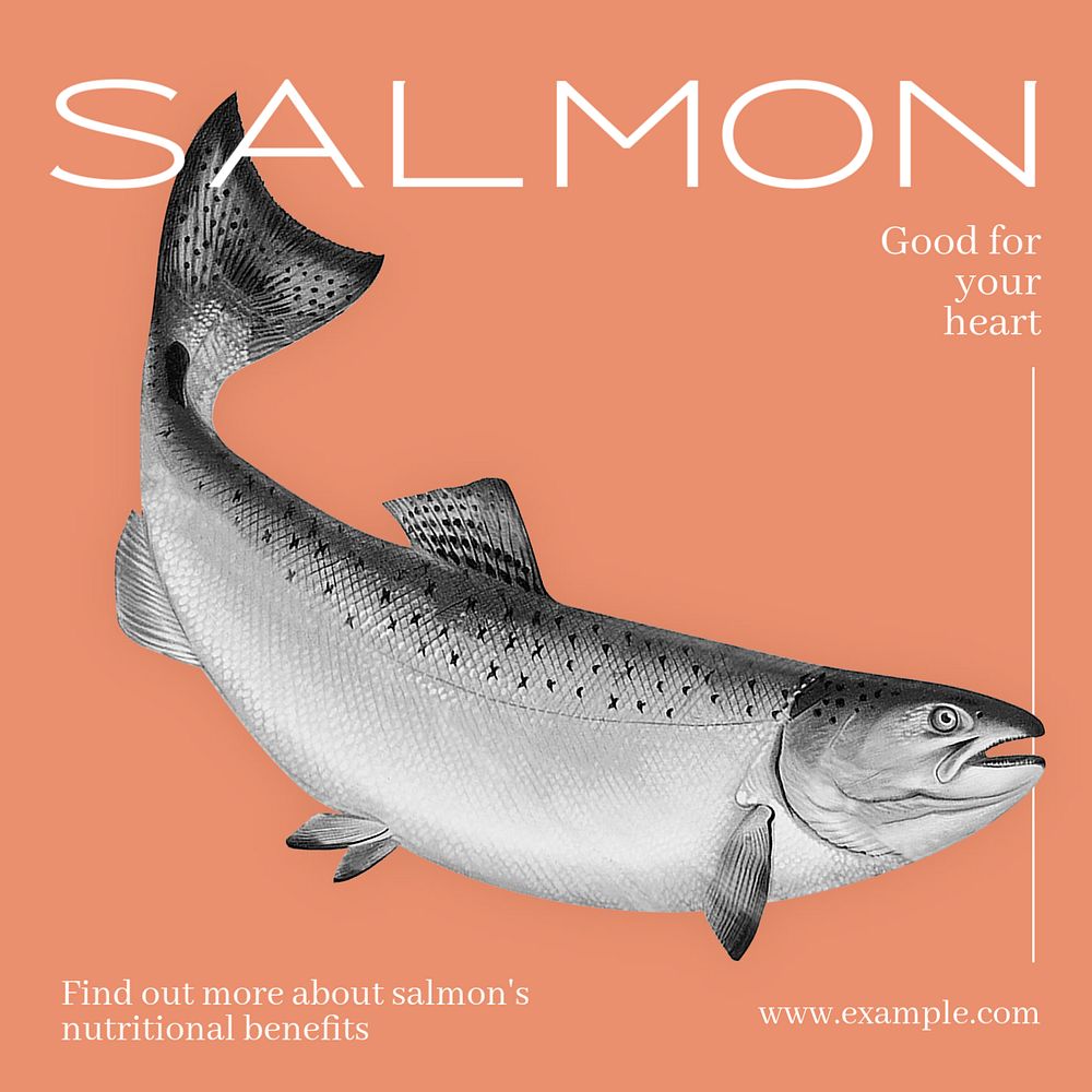 Salmon Instagram post template, editable text