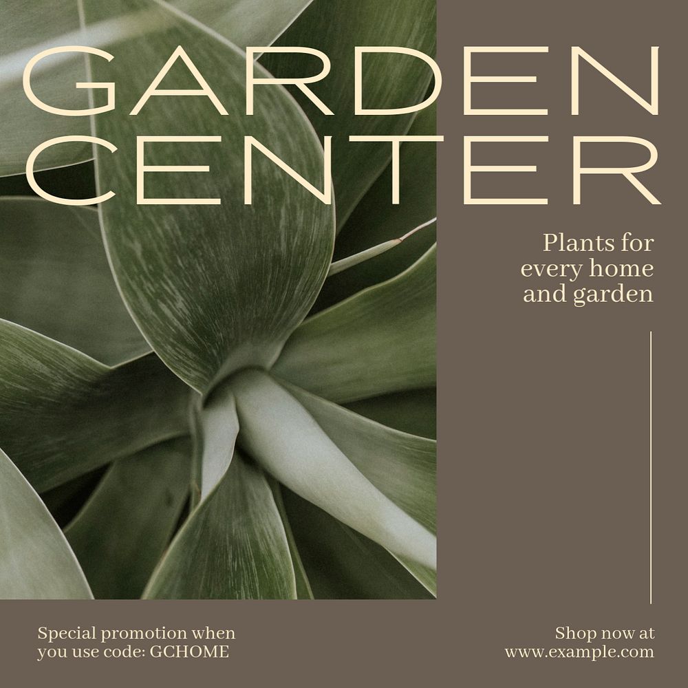 Garden center Instagram post template, editable text