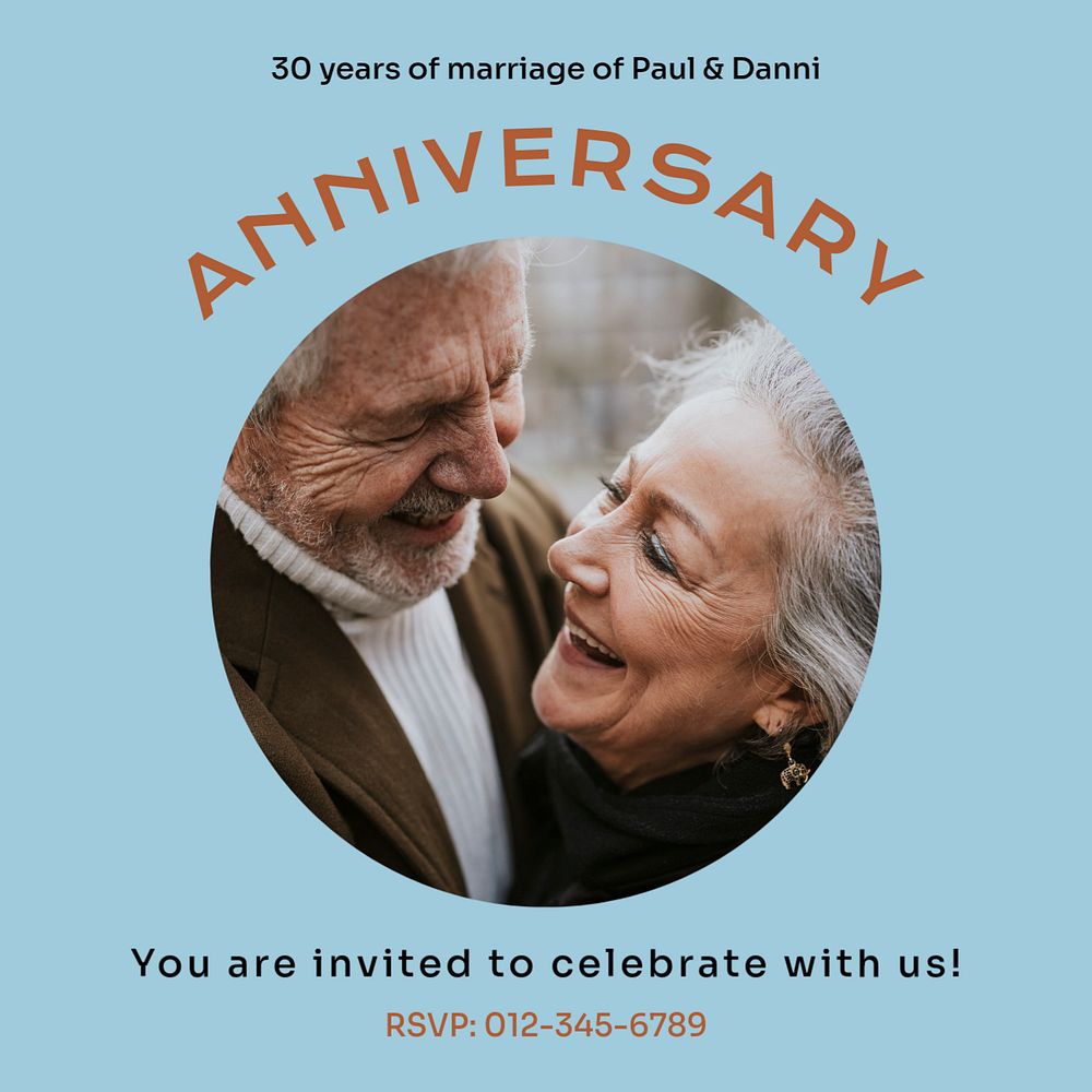 Marriage anniversary Facebook post template, editable design