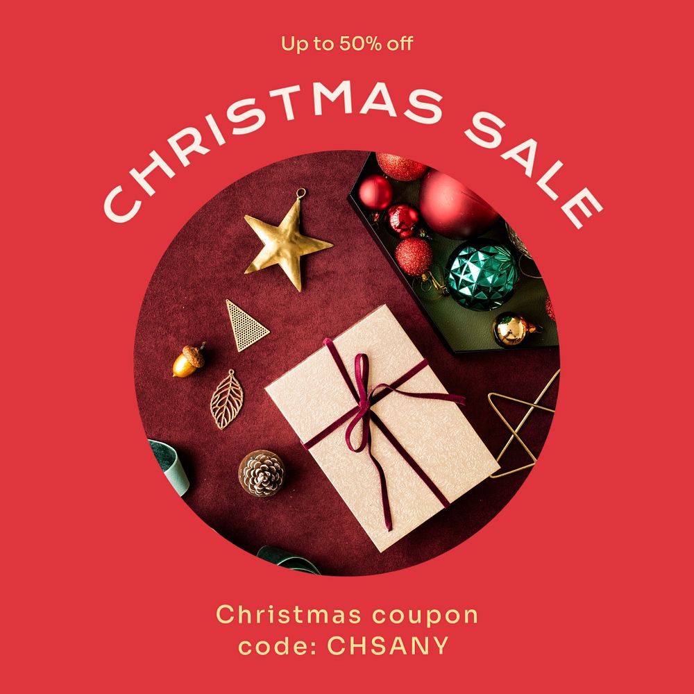 Christmas sale Instagram post template, editable text