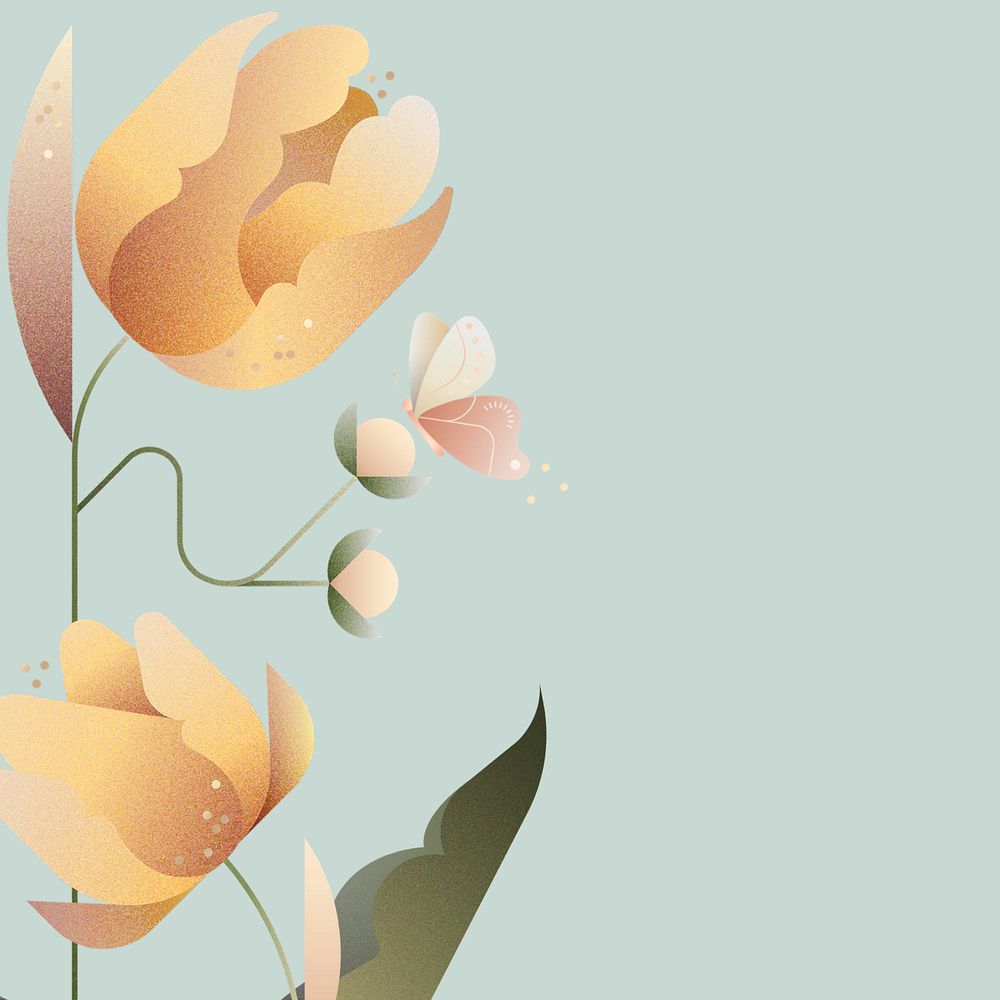 Flat tulip floral design space, editable design