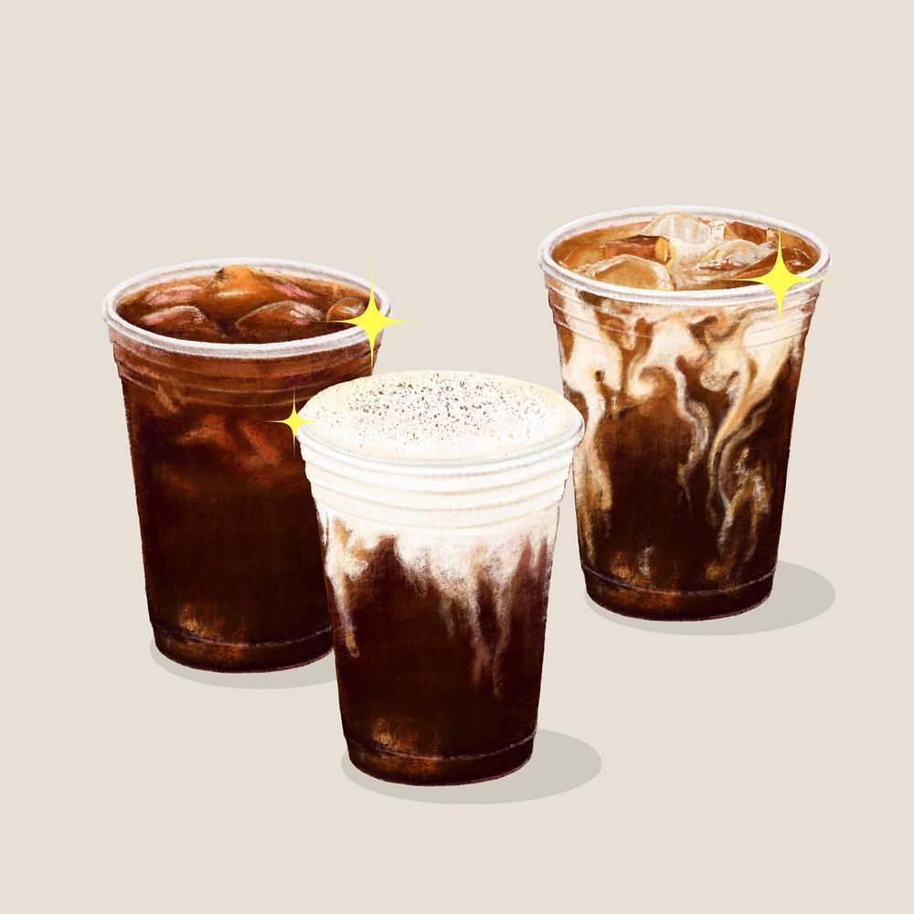 Iced coffee, morning beverage illustration, editable design