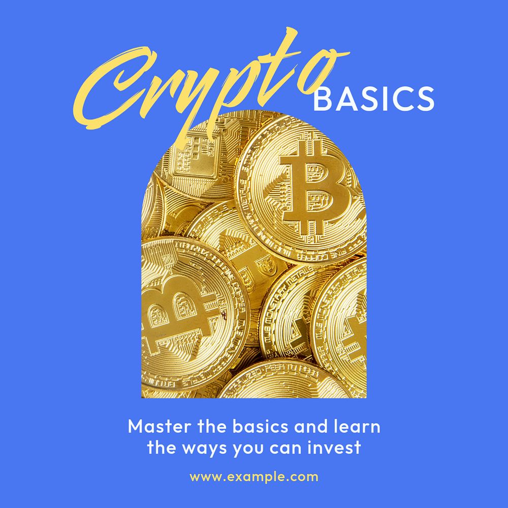 Crypto basics Instagram post template, editable text