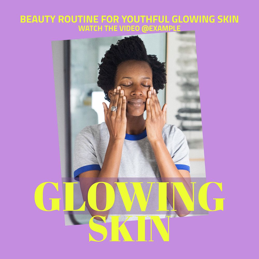 Glowing skin routine Instagram post template, editable design