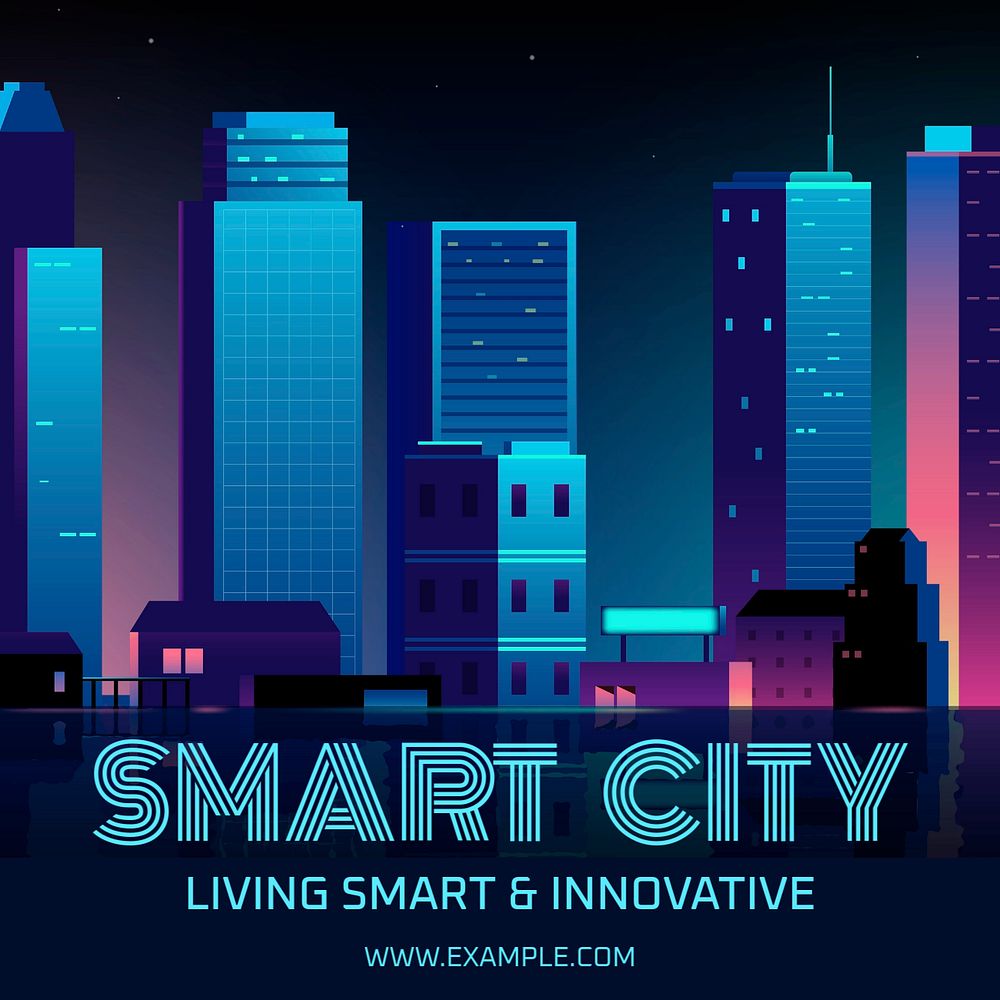 Smart city Instagram post template, editable text