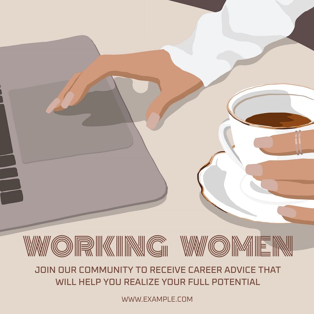 Working women Instagram post template, editable text