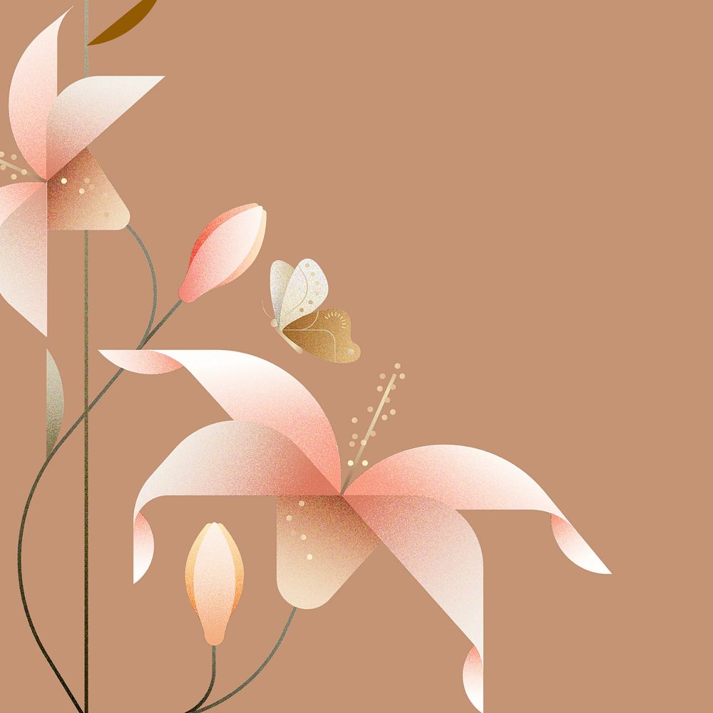 Brown lily floral design space, editable design