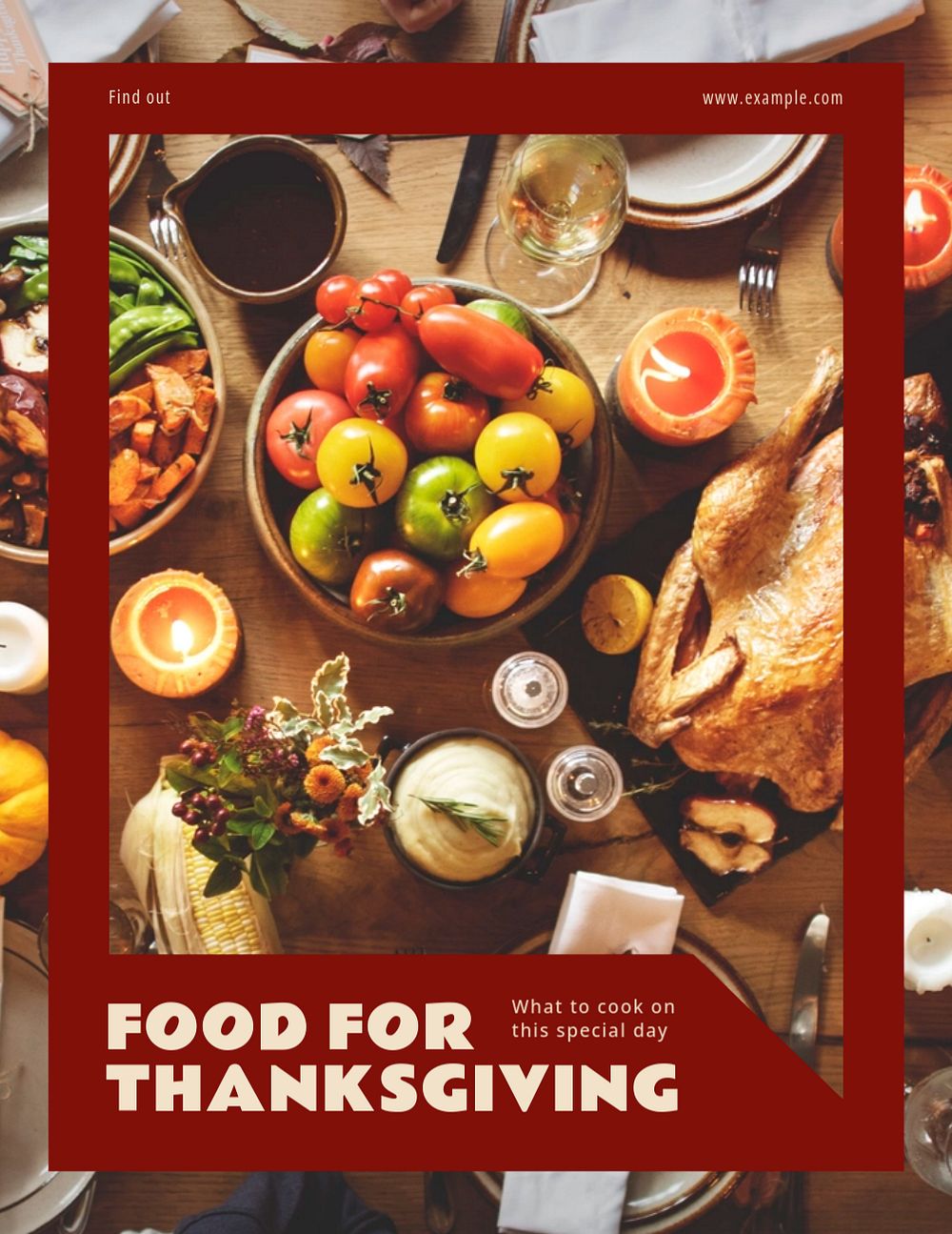 Thanksgiving food flyer template, editable text