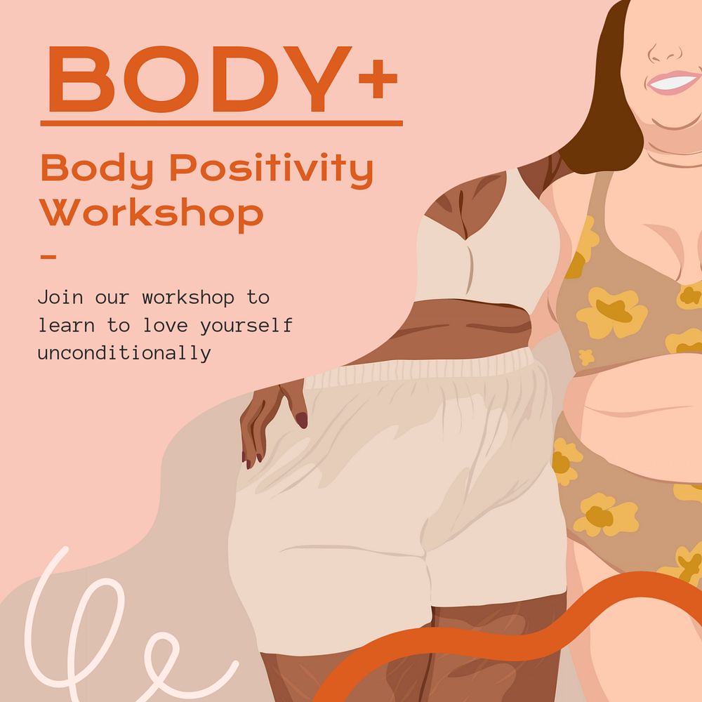 Body positivity Instagram post template, editable text