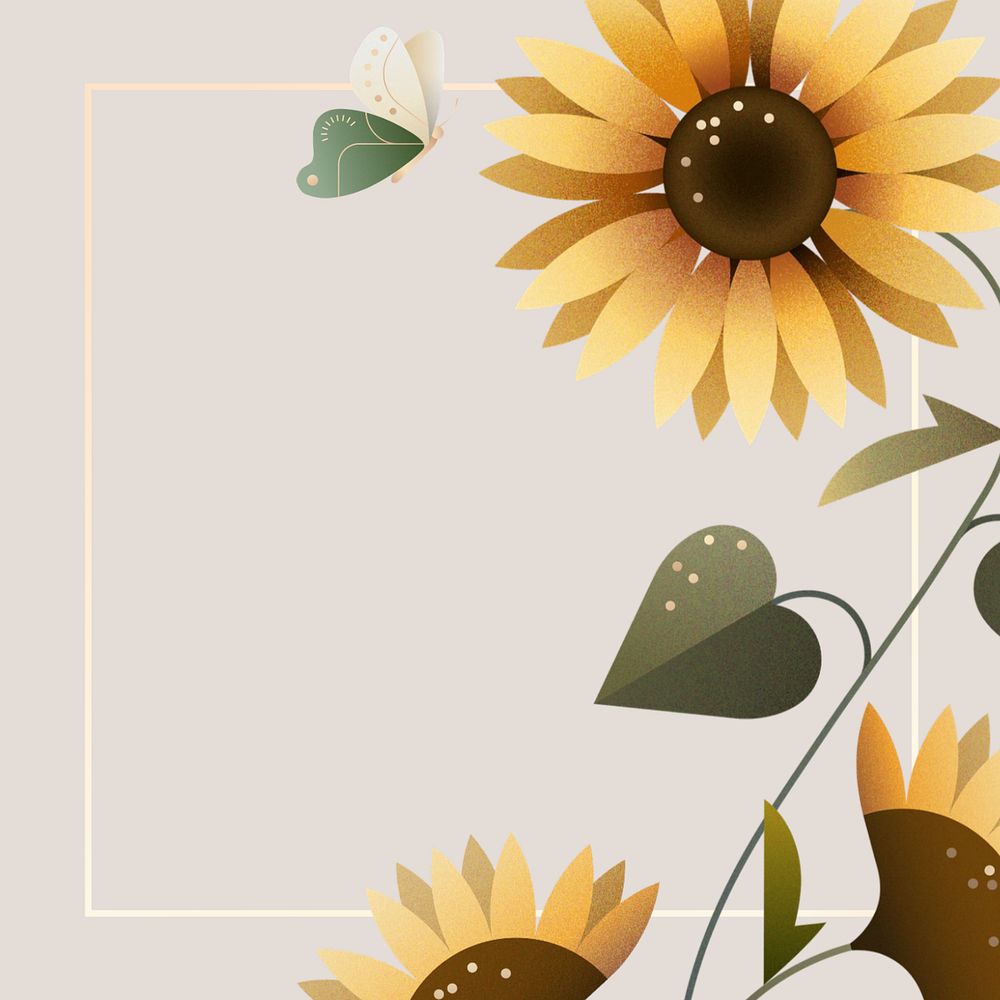 Beige geometric sunflower border frame, editable design