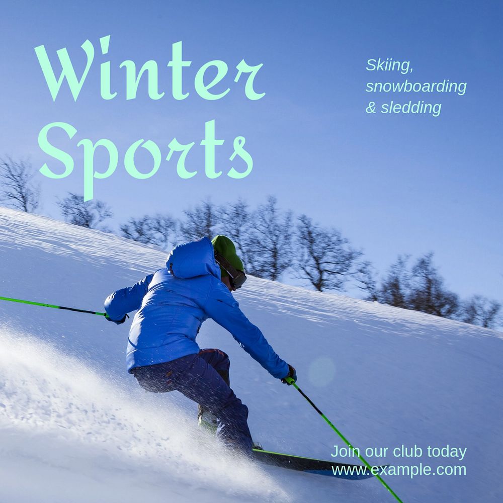 Winter sports Instagram post template, editable text