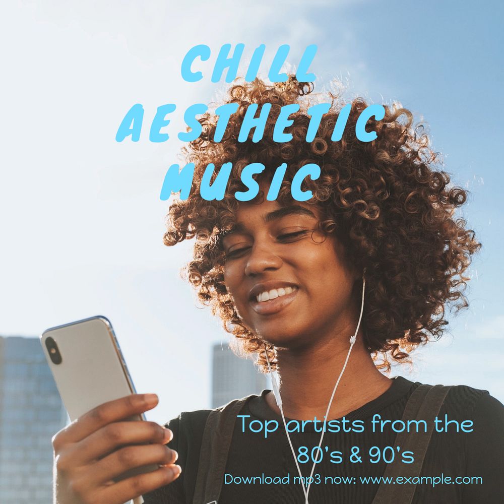 Chill aesthetic music Instagram post template, editable text