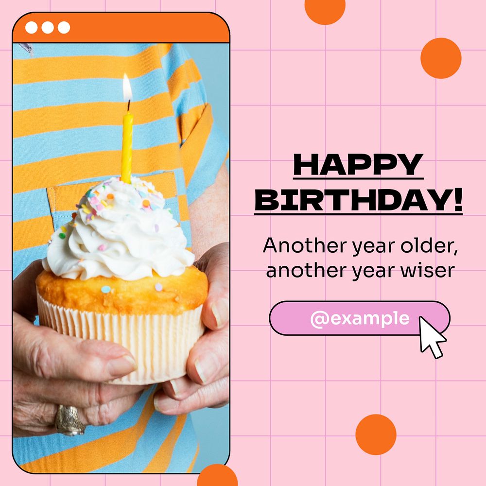 Birthday wish Instagram post template, editable text