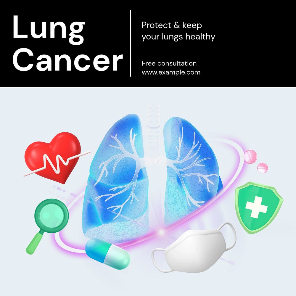 Lung cancer Facebook post template, editable design