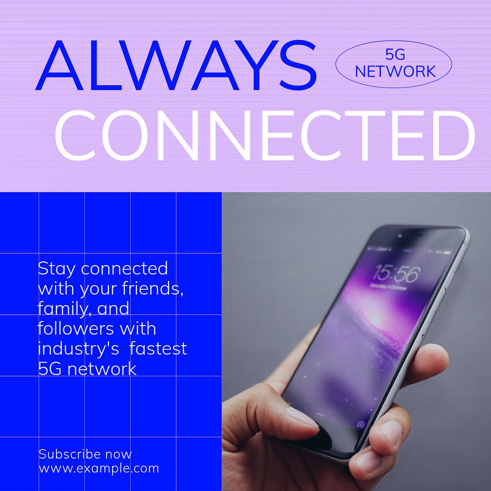 Always connected Instagram post template, editable text