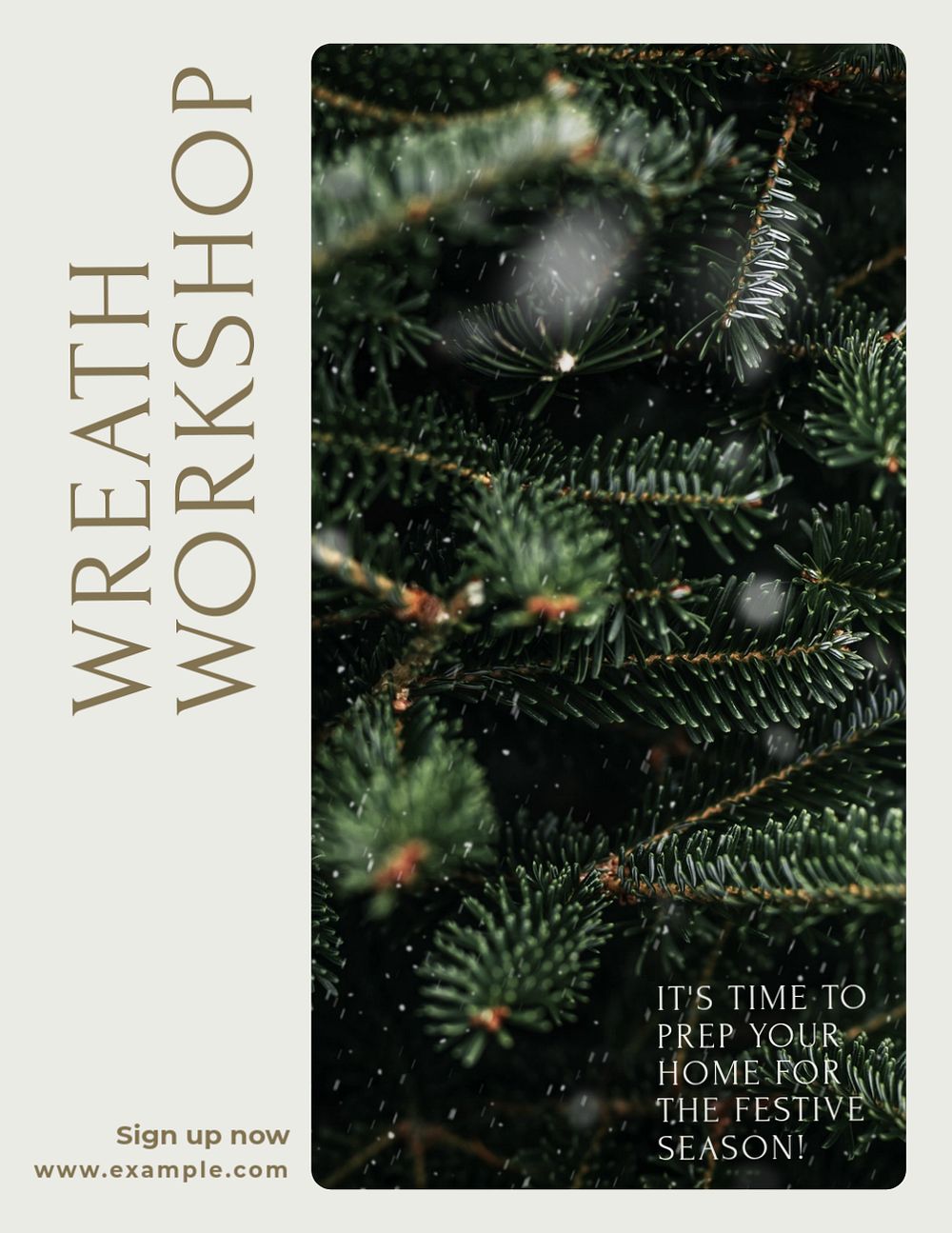 Wreath workshop flyer template, editable text & design