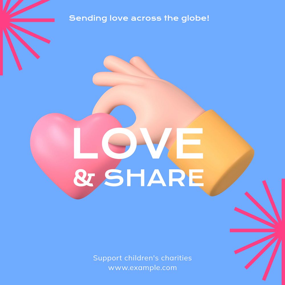 Love & share Instagram post template, editable text