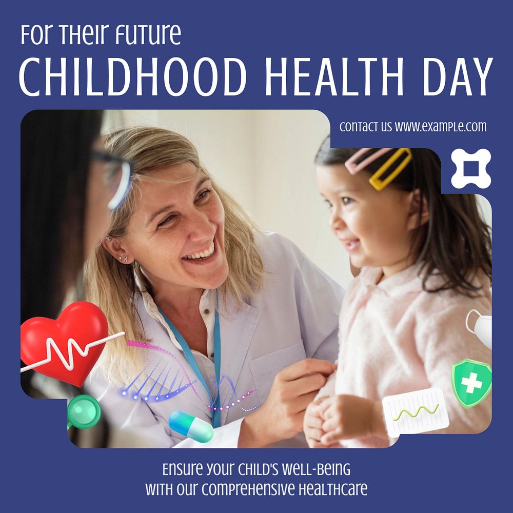 Childhood health day Facebook post template, editable design