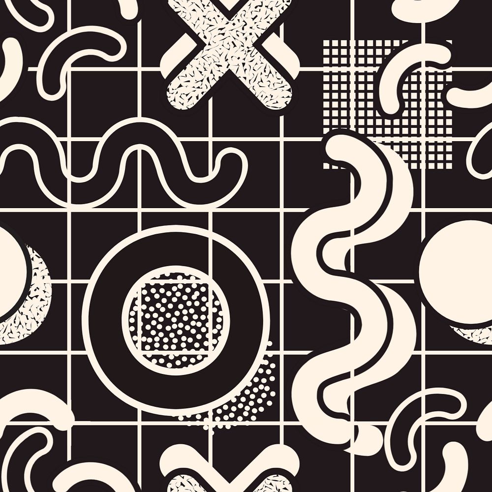 Black memphis pattern background, abstract, editable design