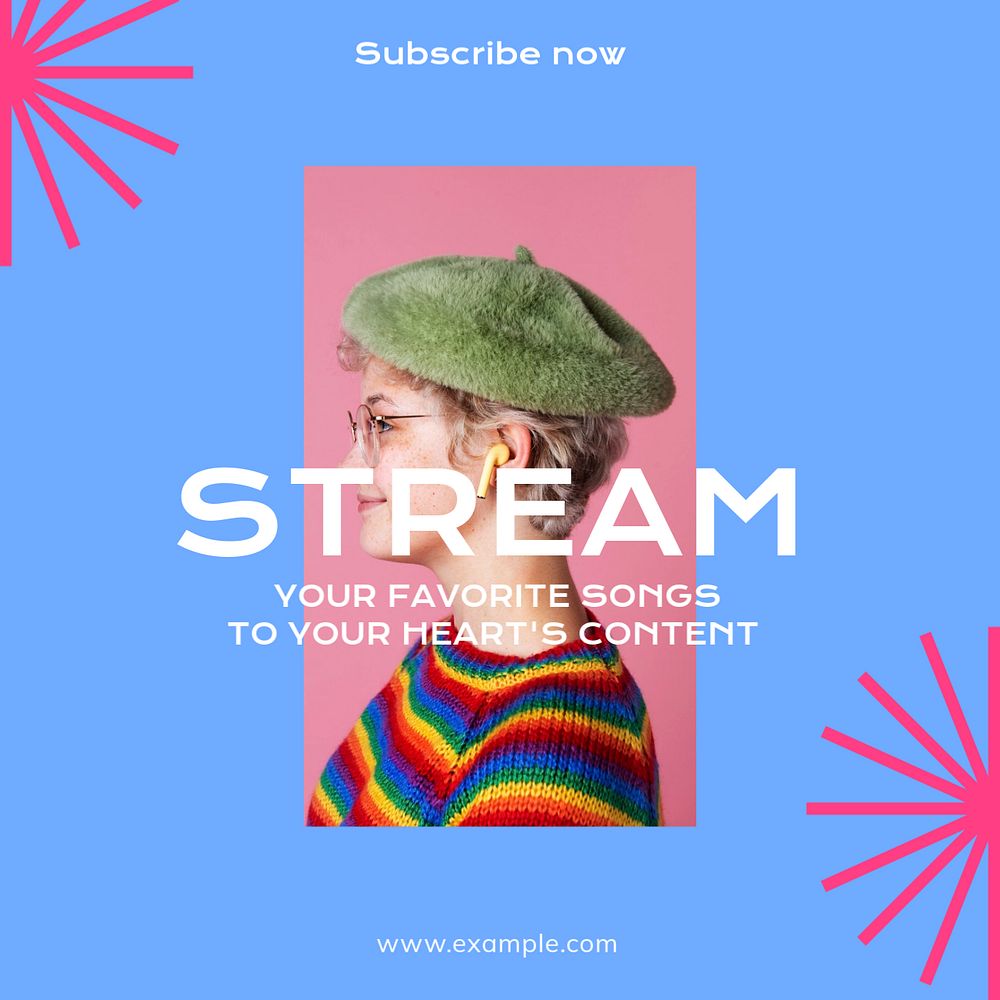 Stream music Instagram post template, editable text